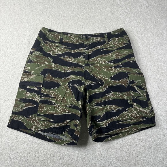 Vintage 90s Tru Spec Tiger Stripe Camo Cargo Shorts Men's Size XL Hunting - Picture 1 of 13